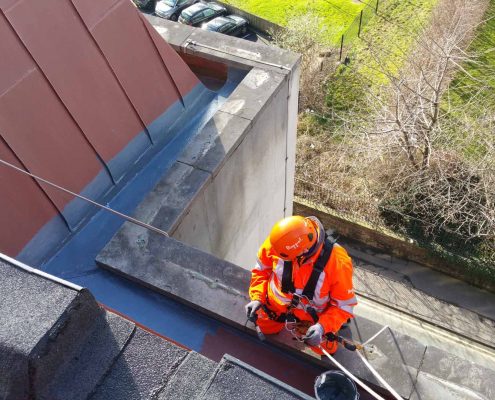 Rappel IRATA Industrial Rope Access Abseiling Gutter Repairs and Waterproofing Works