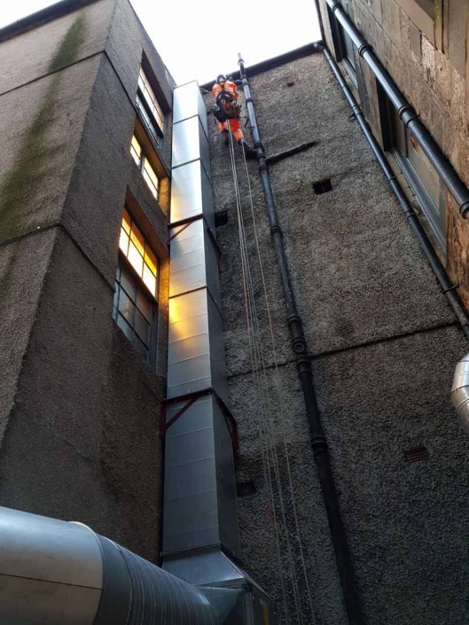 Rappel Rope Access Kitchen Extract Ducting Installation Works - Glasgow