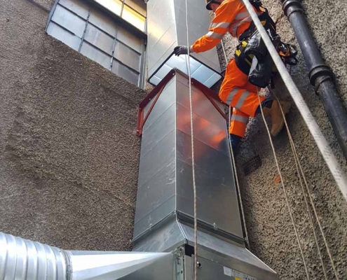 Rappel Rope Access Kitchen Extract Ducting Installation Works - Glasgow