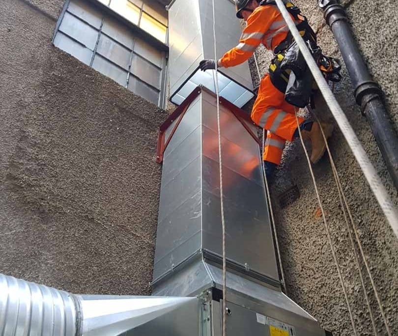 Rappel Rope Access Kitchen Extract Ducting Installation Works - Glasgow