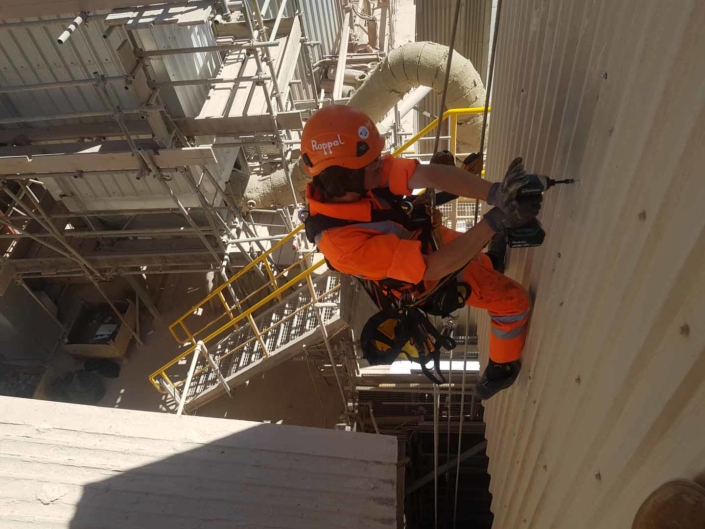 Rope Access Contractors Installing Cladding Fixings using IRATA trained technicians