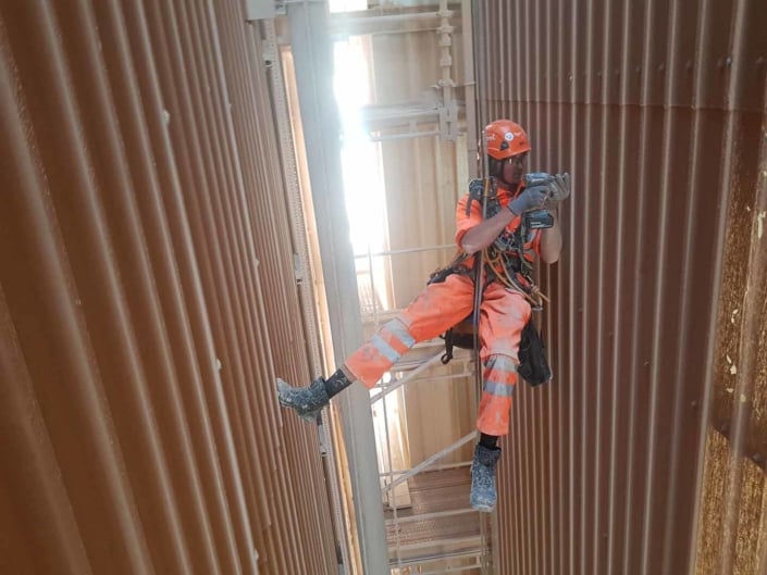 Rope Access Contractors Installing Cladding Fixings using IRATA trained technicians