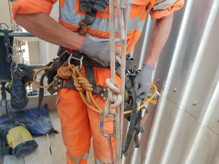 Rope Access Contractors Installing Cladding Fixings using IRATA trained technicians