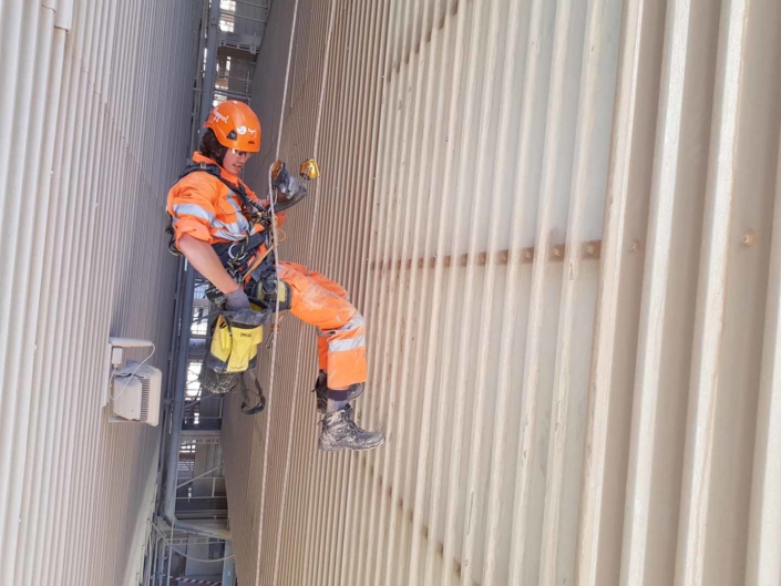 Rope Access Contractors Installing Cladding Fixings using IRATA trained technicians