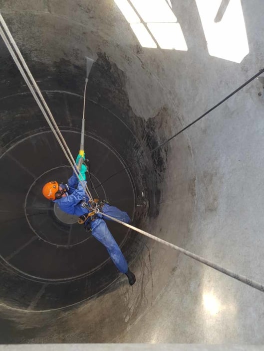 Rappel Rope Access Flour Silo Deep Cleaning Works, Steam / Hot Pressure Wash and Sanitise