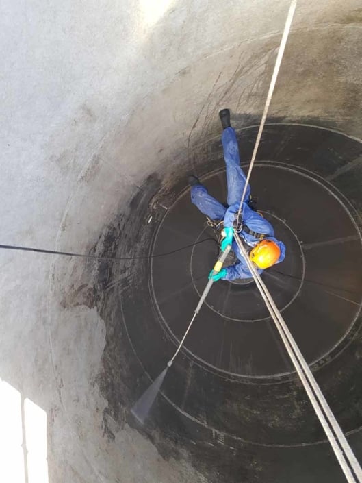 Rappel Rope Access Flour Silo Deep Cleaning Works, Steam / Hot Pressure Wash and Sanitise