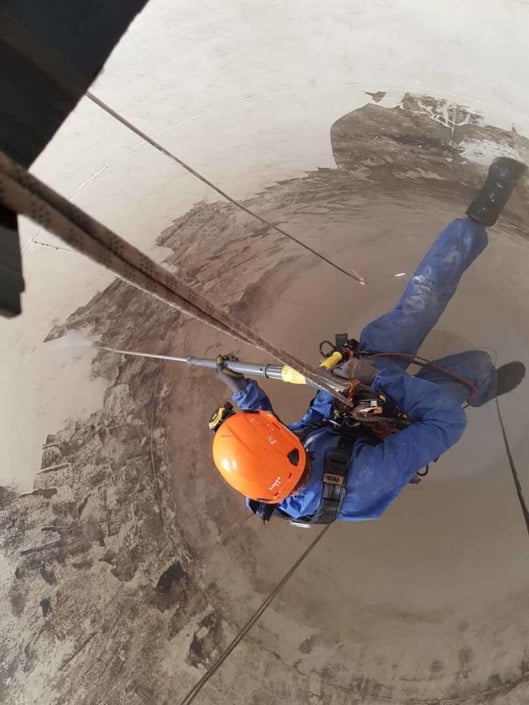 Rappel Rope Access Contractors, Silo Clenaing and Maintenance Services, Internal Flour Silo Depp Cleaning Works, Manchester.