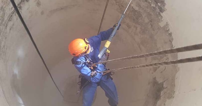 Rappel Rope Access Contractors, Silo Clenaing and Maintenance Services, Internal Flour Silo Depp Cleaning Works, Manchester.