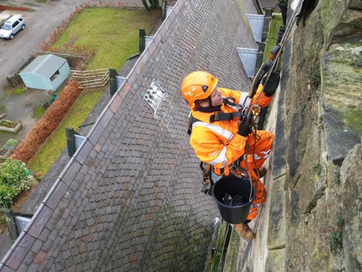 High Level Access Church Gutter and Rainwater Goods Cleaning Service