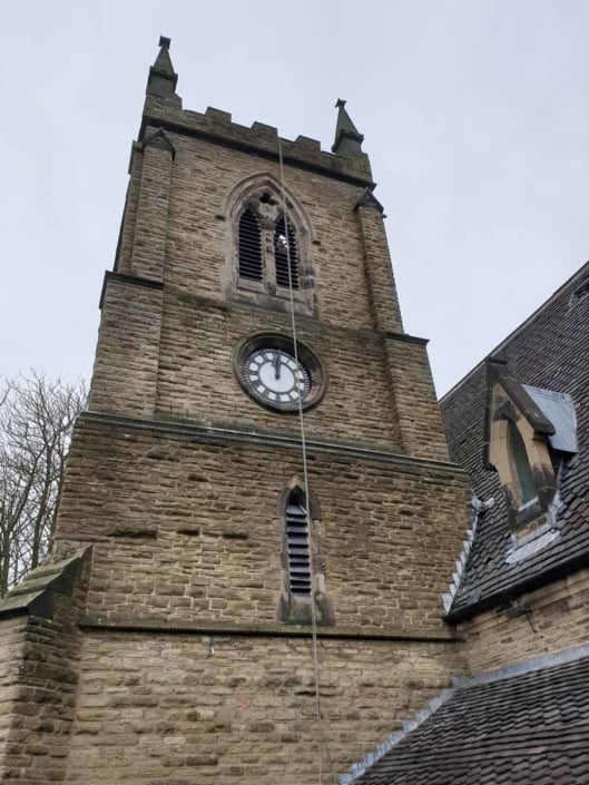 Rope Access Abseil Church Gutter and Rainwater Goods Cleaning Service