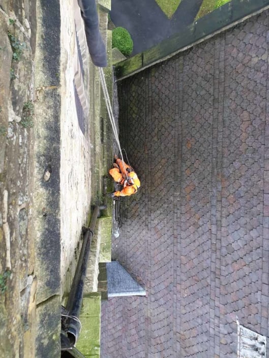 Rope Access Abseil Church Gutter and Rainwater Goods Cleaning Service