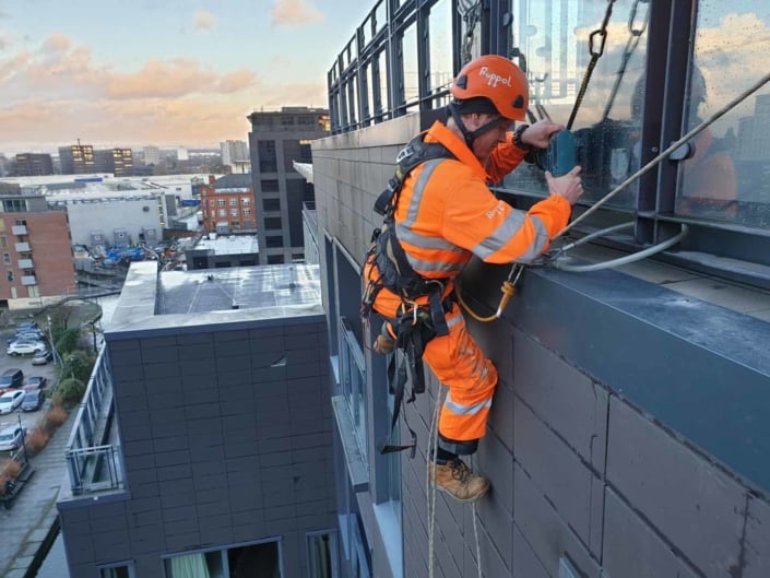 Rope Access Cladding Flashing Installation - Manchester